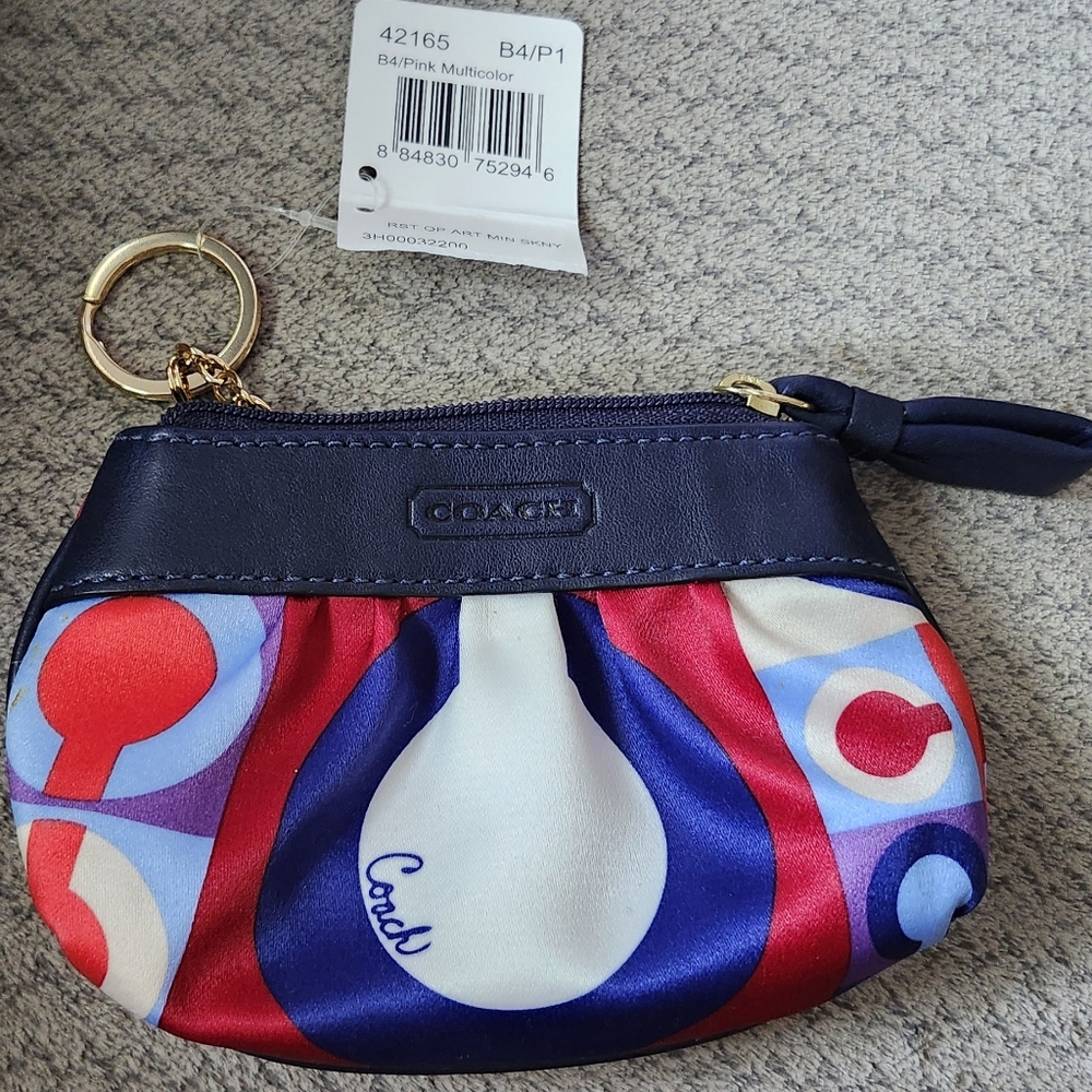 Coach Authentic Resort Optic Art Mini SKNY Change Purse Keychain - New With Tag